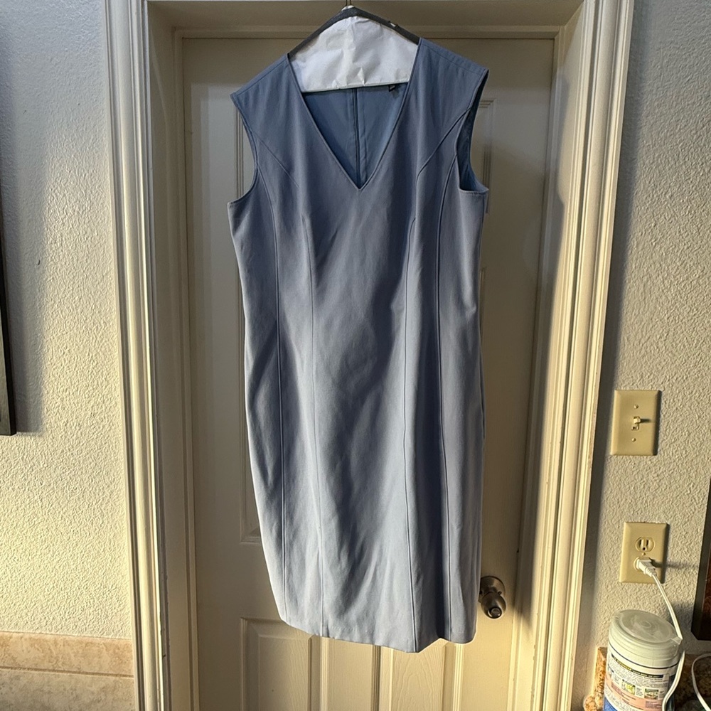 White House Black Market Light Blue V-Neck Midi Dress